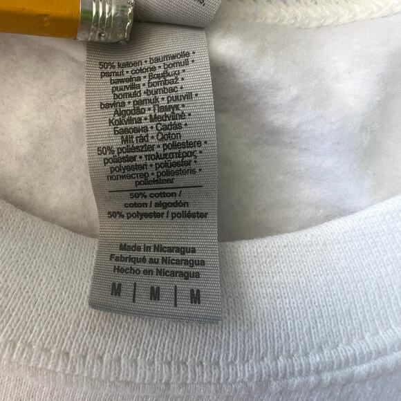 Gildan Heavy Blend White Christmas Sweatshirt Cookies Mistletoe Reindeer Santa M - Picture 7 of 9